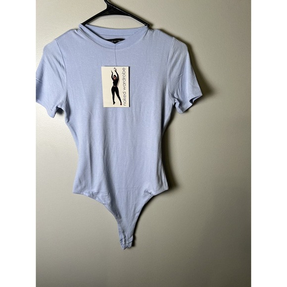 Nwt NAKED Wardrobe - Large - Short Sleeves Bodysuit‎ Light Blue - Picture 13 of 14